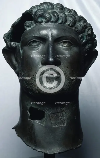 Bronze head of the Emperor Hadrian, Roman, (c122 AD?). Creator: Unknown.