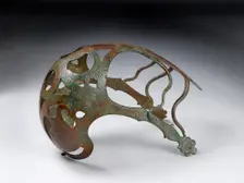 Bronze horse muzzle with engraved serpents and added bronze snakes, 1st-4th century