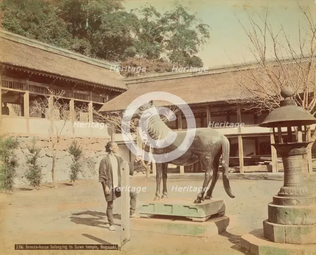 Bronze Horse Belonging to Suva Temple, Nagasaki, 1870s-1890s. Creator: Kusakabe Kimbei.