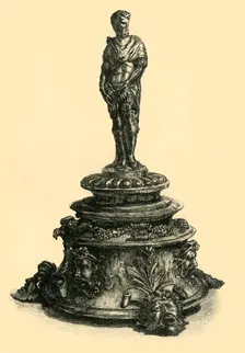 Bronze inkstand with figurine of a Roman emperor, mid 16th century, (1881). Creator: W. W. McCarty