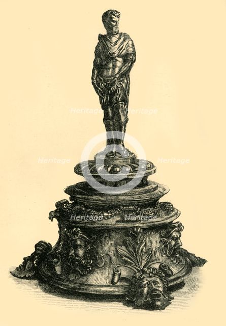 Bronze inkstand with figurine of a Roman emperor, mid 16th century, (1881).  Creator: W. W. McCarty.