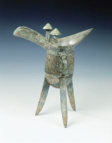 Bronze jue with traditional rounded base, Anyang period, Shang dynasty, China, c12th century BC. Creator: Unknown