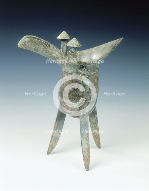 Bronze jue with traditional rounded base, Anyang period, Shang dynasty, China, c12th century BC. Creator: Unknown.