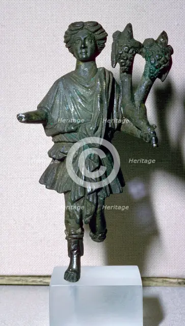 Bronze lar holding a double cornucopia. Artist: Unknown
