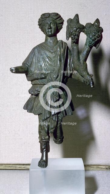 Bronze lar holding a double cornucopia. Artist: Unknown