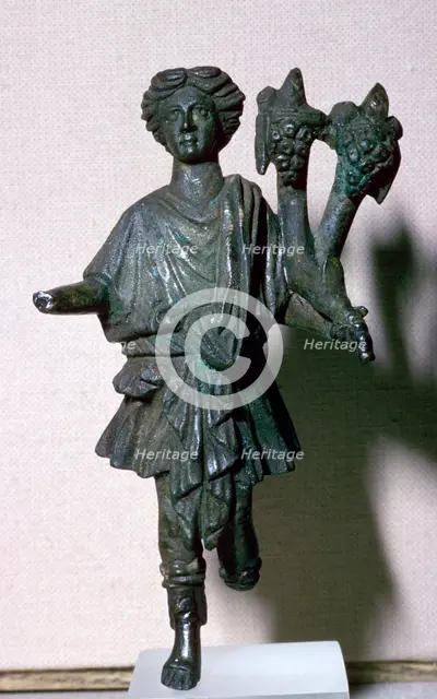Bronze lar holding a double cornucopia. Artist: Unknown