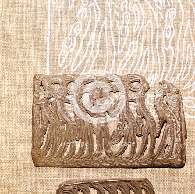 Bronze Plaque, illustrating Shamanism and Magic, Kama River Area, USSR, 3rd century BC-8th century. Artist: Unknown.