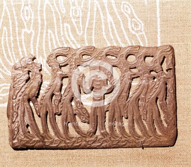 Bronze Plaque, illustrating Shamanism and Magic, Kama River Area, USSR, 3rd century BC-8th century. Artist: Unknown.