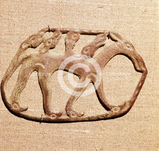 Bronze Plaque, Kama River Tribes Mircaulous Image of Wilde Beast, 3rd century BC-8th century. Artist: Unknown.