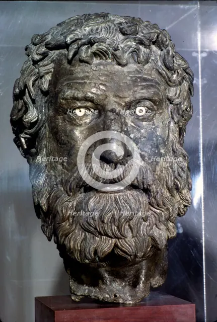 Bronze Portrait Head of Philosopher, found in sea of Antikythera, circa late 3rd century BC. Artist: Unknown.