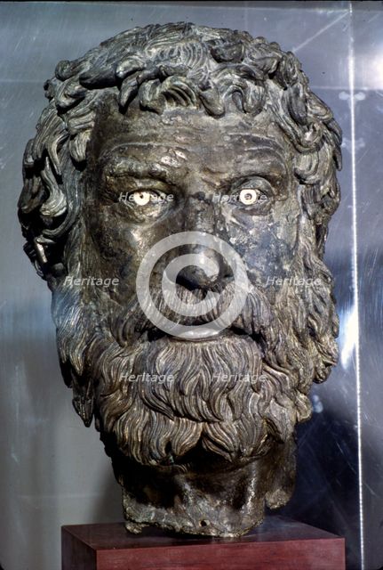 Bronze Portrait Head of Philosopher, found in sea of Antikythera, circa late 3rd century BC. Artist: Unknown.