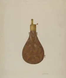 Bronze Powder Flask, c. 1939. Creator: George V. Vezolles