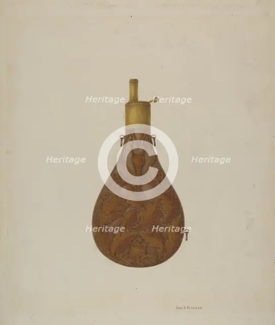 Bronze Powder Flask, c. 1939. Creator: George V. Vezolles.