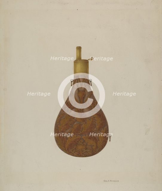 Bronze Powder Flask, c. 1939. Creator: George V. Vezolles.