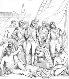 Bronze Relief, by Ternouth, for the Nelson Monument, Trafalgar-Square..., 1850. Creator: Unknown