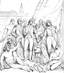 Bronze Relief, by Ternouth, for the Nelson Monument, Trafalgar-Square..., 1850. Creator: Unknown