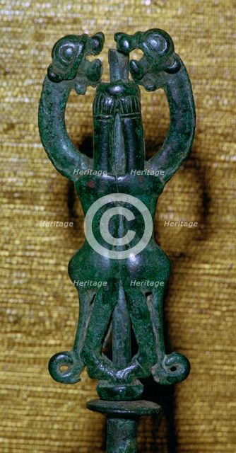 Bronze standard finial with two felines, Luristan Culture, from western Iran, c10th-7th century BC. Artist: Unknown