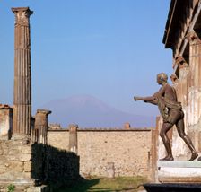 Bronze statue in front of the temple of Apollo, Pompeii, 1st century. Creator: Unknown