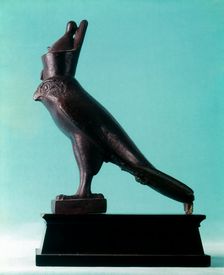 Bronze statue of the Egyptian God Horus, 26th (Saite) Dynasty, Ancient Egypt, 664-525BC