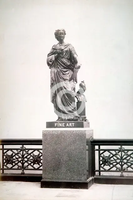 Bronze statue of Fine Art, located on the north parapet of Holborn Viaduct, London, 1869. Artist: Henry Dixon