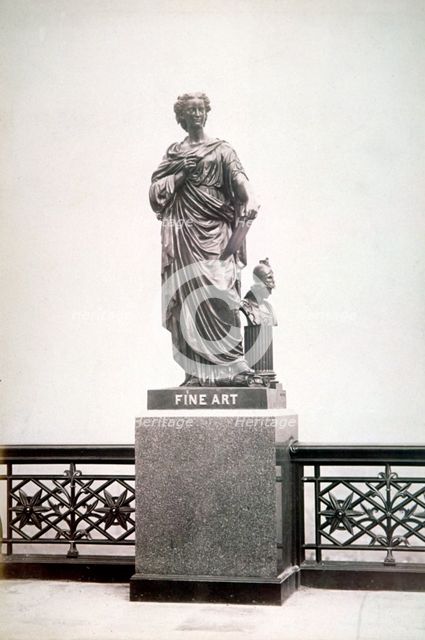 Bronze statue of Fine Art, located on the north parapet of Holborn Viaduct, London, 1869. Artist: Henry Dixon