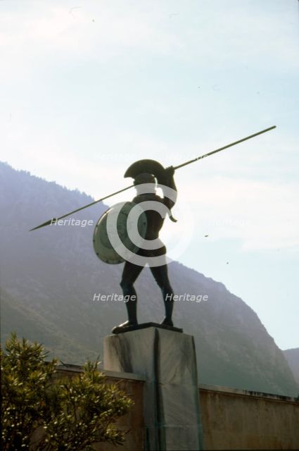 Bronze statue of Leonidas at Thermopylae, c20th century. Artist: Vasos Falireas.