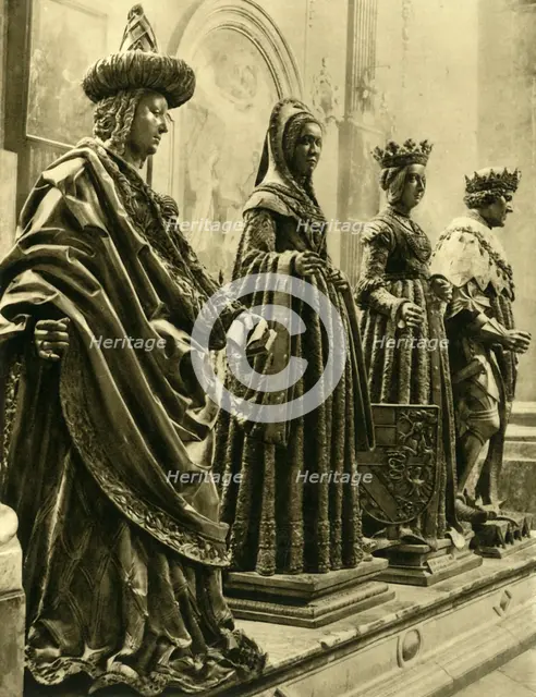 Bronze statues in the Hofkirche, Innsbruck, Tyrol, Austria, c1935.  Creator: Unknown.