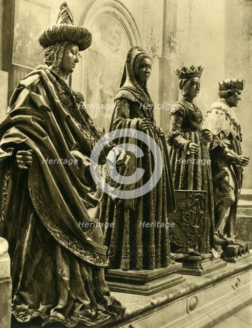 Bronze statues in the Hofkirche, Innsbruck, Tyrol, Austria, c1935.  Creator: Unknown.