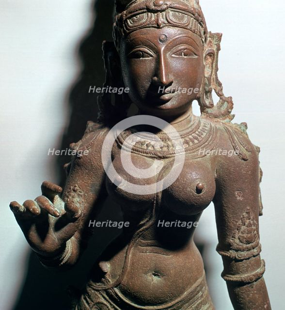 Bronze statuette of Parvati, the consort of Siva, 14th century. Artist: Unknown