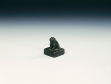Bronze seal with hare-like finial, China, Ming dynasty (1368-1644) or earlier. Creator: Unknown