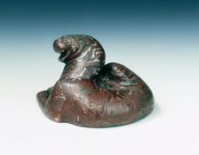 Bronze tiger weight with silver inlays, Western Han dynasty, China, 2nd century BC