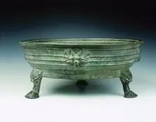 Bronze tripod basin with taotie masks, early Six Dynasties period, China, 3rd-4th century. Creator: Unknown