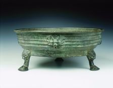 Bronze tripod basin with taotie masks, early Six Dynasties period, China, 3rd-4th century