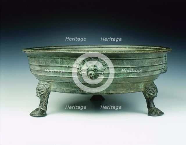 Bronze tripod basin with taotie masks, early Six Dynasties period, China, 3rd-4th century. Artist: Unknown