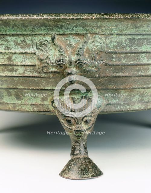 Bronze tripod basin with taotie masks, early Six Dynasties period, China, 3rd-4th century. Artist: Unknown