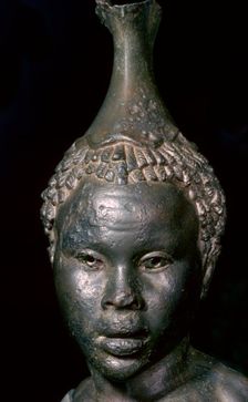Bronze vessel in the form of the head of a young African woman