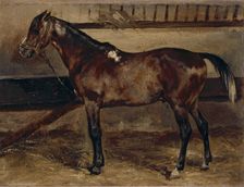 Brown horse in a stable, 1818. Creator: Theodore Gericault