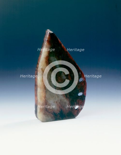 Brown jade irregular shaped plaque, Neolithic period, China, c2250 BC. Creator: Unknown.