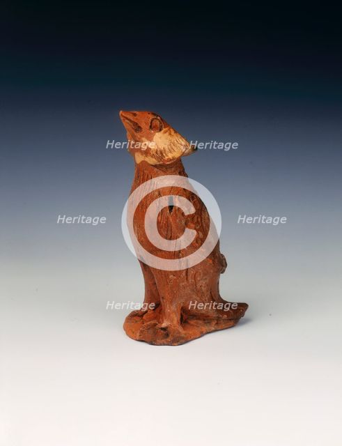 Brown lead glazed modelled bird of prey, Eastern Han dynasty, 20-220. Creator: Unknown.