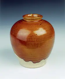Brown lead glazed wan nian (myriad years) jar, Tang dynasty, China, 7th-8th century. Creator: Unknown