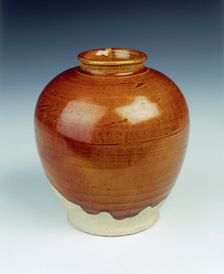 Brown lead glazed wan nian (myriad years) jar, Tang dynasty, China, 7th-8th century