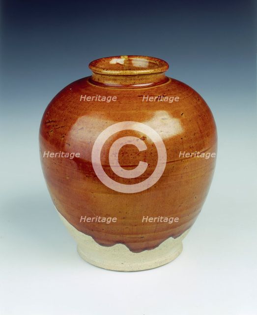 Brown lead glazed wan nian (myriad years) jar, Tang dynasty, China, 7th-8th century. Artist: Unknown