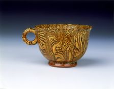 Brown marbleware cup, late Tang dynasty, China, 9th century. Creator: Unknown