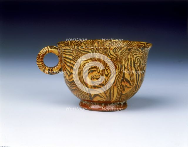 Brown marbleware cup, late Tang dynasty, China, 9th century. Creator: Unknown.