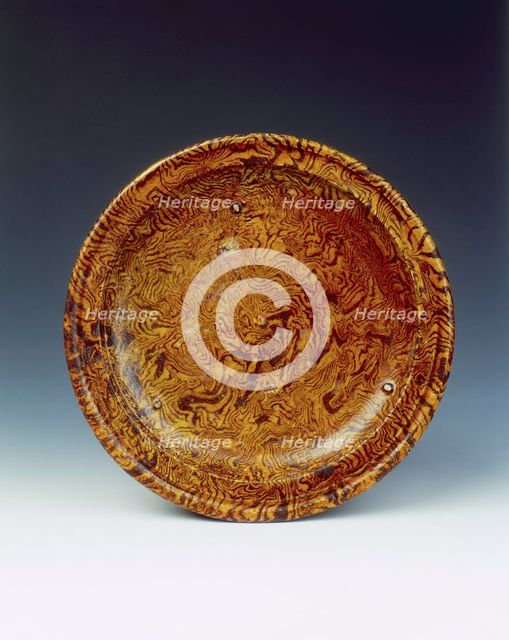 Brown marbleware offering tray, High Tang period, China, 684-756. Creator: Unknown.