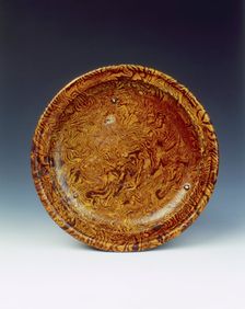 Brown marbleware offering tray, High Tang period, China, 684-756. Creator: Unknown