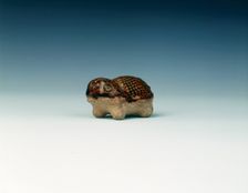 Brown pottery toad-like animal, Tang dynasty, China, 618-907 AD. Creator: Unknown