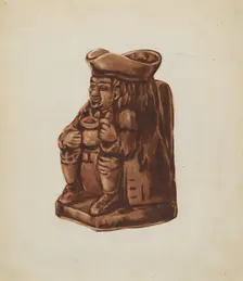 Brown Pottery Toby Jug, c. 1936. Creator: Dorothy Brennan
