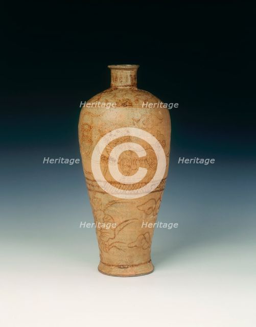Brown painted vase and cover, Jin or Yuan dynasty, China, 13th century. Creator: Unknown.