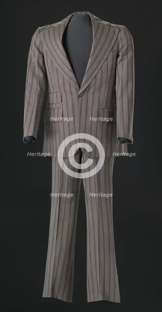 Brown pin-striped suit worn by Sammy Davis Jr., 1970s. Creator: Certo's Custom Tailors.